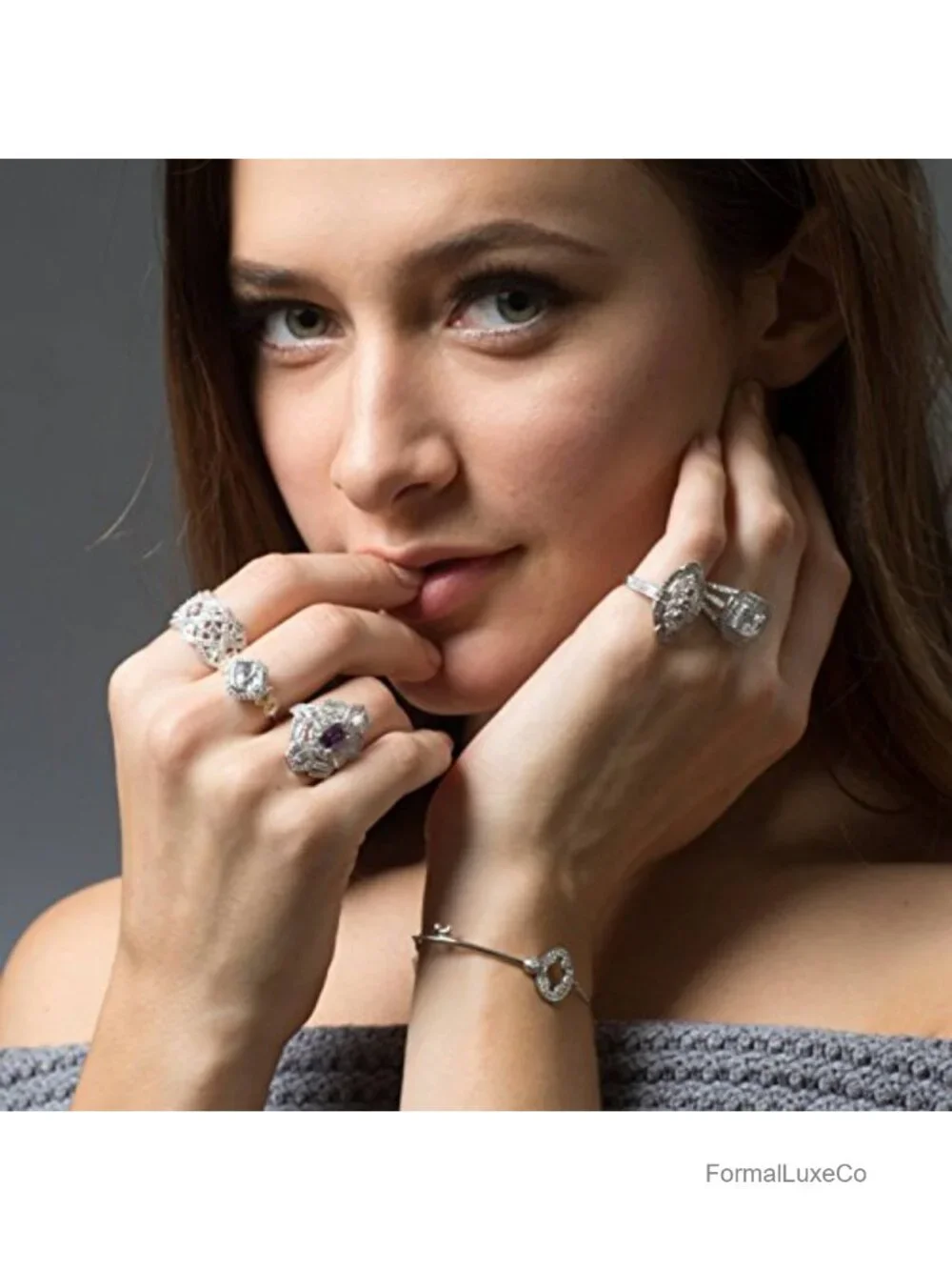 Sterling Silver Woven Art Deco Statement Ring Cubic Zirconia CZ, Nickel Free